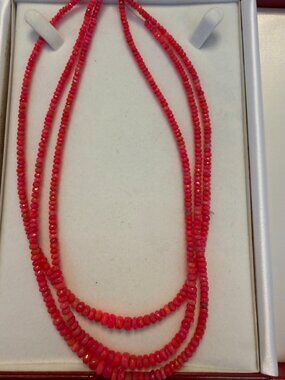 Three strands Pink Pillow Faceted Opals -- 18" each -- perfect for jewelry maker